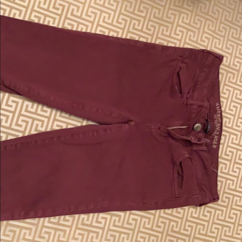 Burgundy skinny jeans